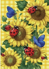 86MV9523V4 Spring Sunflower Butterfly Ladybug Double-Sided garden flag
