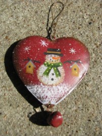 OR-509 Snowman Birdhouses metal ornament 