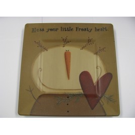 Primitive Wood Snowman Plate 31492B-Bless Your little frosty hearts Primitive Wood Snowman Plate 31492B-Bless Your little frosty hearts