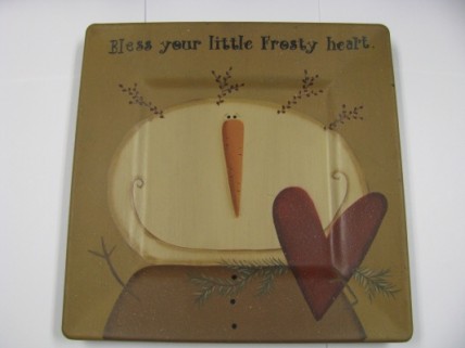 Primitive Wood Snowman Plate 31492B-Bless Your little frosty hearts Primitive Wood Snowman Plate 31492B-Bless Your little frosty hearts