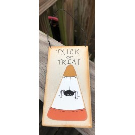 12CC Trick or Treat Spider on Candy Corn wood sign 12CC Trick or Treat Spider on Candy Corn wood sign