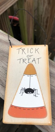 12CC Trick or Treat Spider on Candy Corn wood sign 12CC Trick or Treat Spider on Candy Corn wood sign