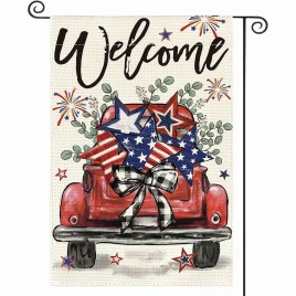72M5859321 Welcome Patriotic Day Truck Garden Flag Double-Sided