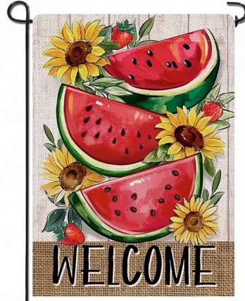 AL3158476 Watermelon And Sunflowers garden flag AL3158476 Watermelon And Sunflowers garden flag