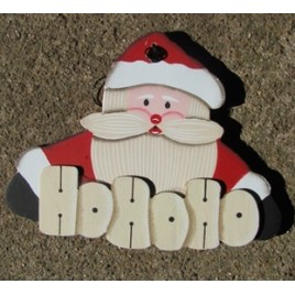 1139 - Santa - HO HO HO Wood Christmas Ornament 