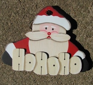 1139 - Santa - HO HO HO Wood Christmas Ornament 