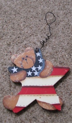 Patriotic Decor 1179 - Bear on wood star Patriotic Decor 1179 - Bear on wood star