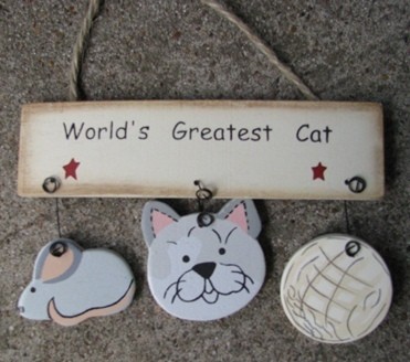 Wood Cat Sign 1200W - Worlds Greatest Cat Hangs by Jute Wood Cat Sign 1200W - Worlds Greatest Cat Hangs by Jute