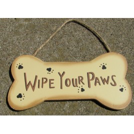 WD1281 wood bone Wipe your Paws 