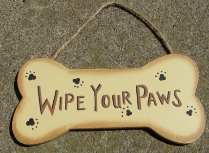 WD1281 wood bone Wipe your Paws 