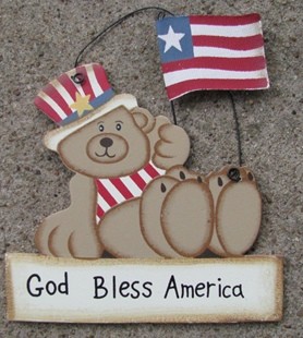 1366 -God Bless America-Teddy Bear Wood Sign 1366 -God Bless America-Teddy Bear Wood Sign