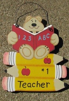 1369 - #1 Teacher Bear ABC 123 on pencils 1369 - #1 Teacher Bear ABC 123 on pencils