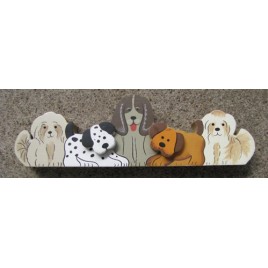 WD186A - 5 Dogs wood block 