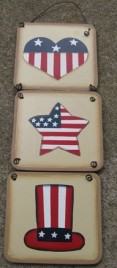 2013- Patriotic Hat Star and Heart wood sign