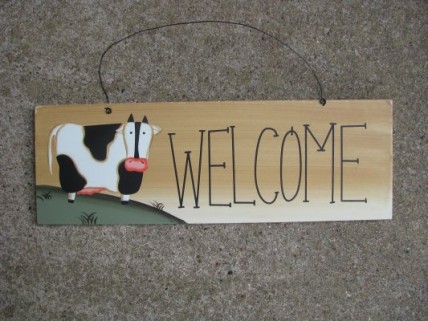 wd2077-Welcome Cow Wood Sign wd2077-Welcome Cow Wood Sign