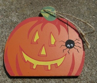 WD46- Wood Pumpkin with Spider WD46- Wood Pumpkin with Spider