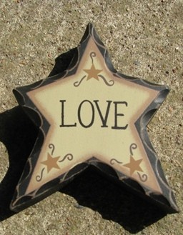 Primitive Wood wd904 - Love Free Standing Star Primitive Wood wd904 - Love Free Standing Star