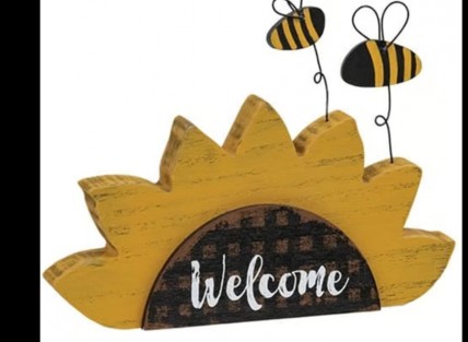 37611 Welcome sunflower sitter w/bees 37611 Welcome sunflower sitter w/bees