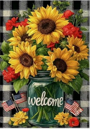 81MQ45478G Buffalo Pattern Sunflower American Flag Garden Flag 81MQ45478G Buffalo Pattern Sunflower American Flag Garden Flag