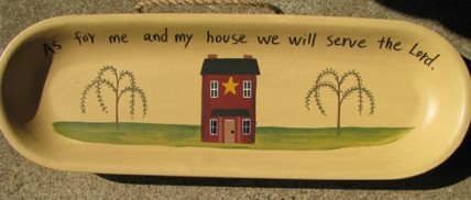 Primitive Wood Plate XP2J - As me my and my house...Lord Primitive Wood Plate XP2J - As me my and my house...Lord